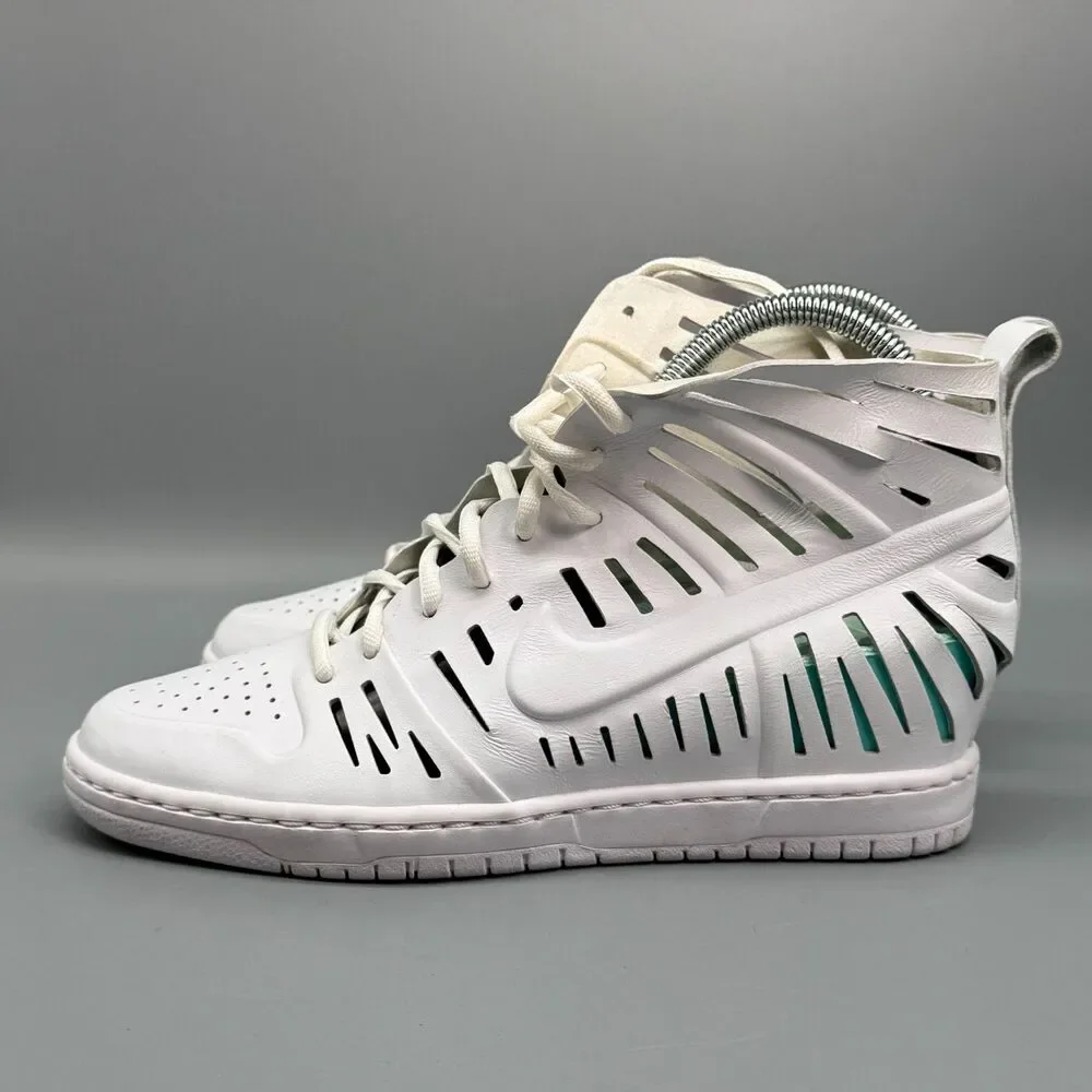 Nike Joli Dunk Sky Hi Hidden Wedge Women's 9.5 White Sneakers Shoes Cut Out Heel